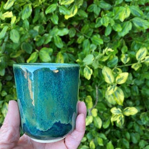 Ceramic Tumbler: Rainforest Green, Pottery coffee cup