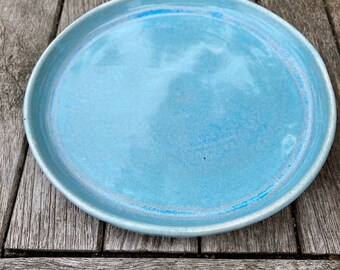 Handmade ceramic side plate, Aqua blue small pottery cake/dessert plate