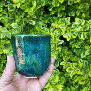 Ceramic Tumbler: Rainforest Green, Pottery coffee cup