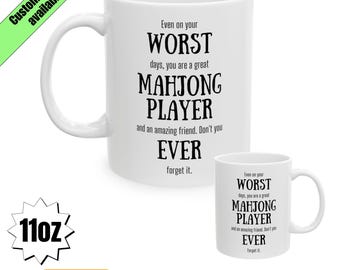 Funny Mahjong Player Gag White Mug, Custom Mahjong Worst Cup, Board Game Present, Humor Sarcastic mug, Best Mahjong Player,Novelty Christmas