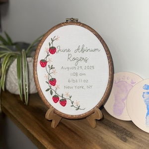 Custom Hand Embroidered Birth Announcement Keepsake image 6