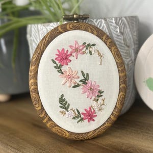 Custom Hand Embroidered Floral Initial, Hand Stitched.