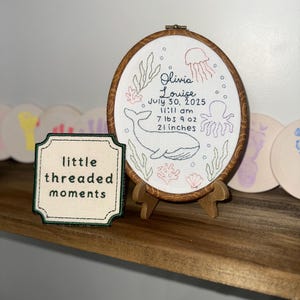 Custom Hand Embroidered Birth Announcement Keepsake image 5