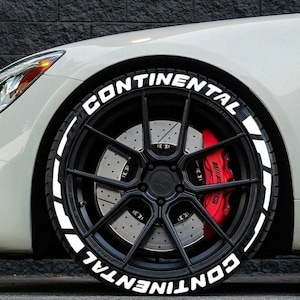 Permanent Continental Tire Lettering Stickers 1.25" Letters for 14" to 22" 16 pcs Kit