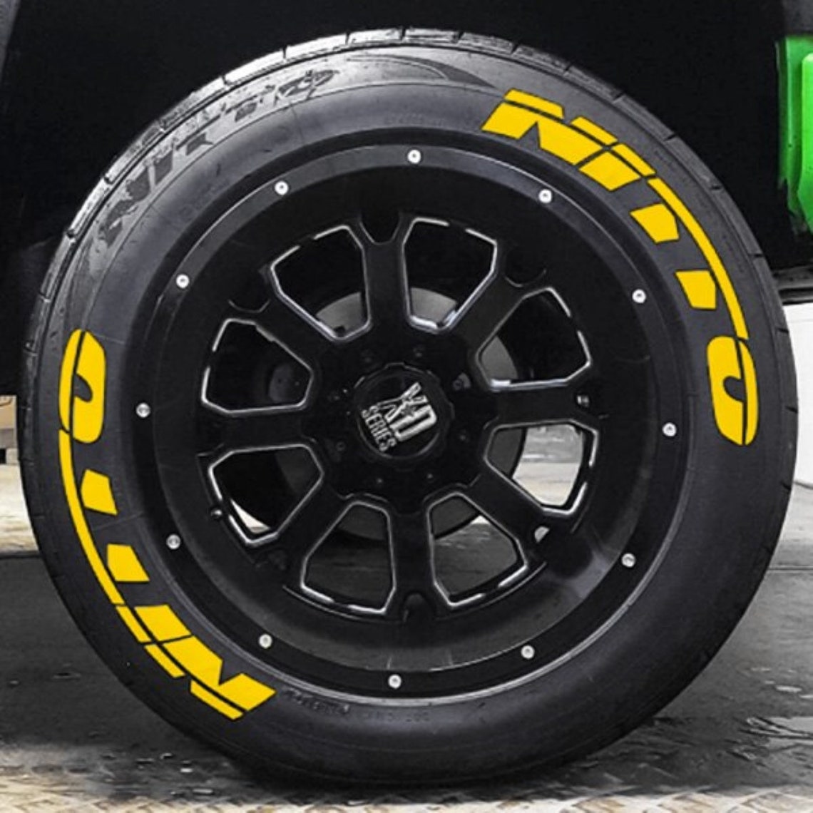 NITTO Tire Lettering Stickers – 8 Sets – 1.06″ Letters – Fits 14″ To 22″ Rims – Full Kit