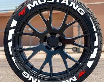 Permanent Mustang Tire Lettering Stickers 1.25&quot; for 14&quot; to 22&quot; 16 pcs Kit