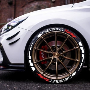 Permanent Chevrolet Racing Tire Lettering Stickers 1.25&quot; for 14&quot; to 22&quot; 16 pcs Kit