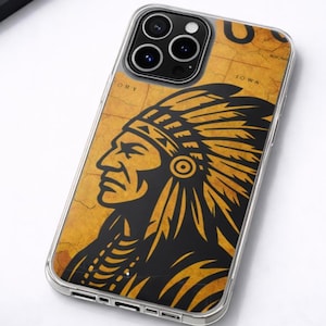 Native Retro Chief Illustration Phone Case , Vintage Impact-Resistant Case  , iPhone Case , Samsung Case , Tough Cases