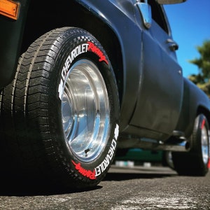 Permanent Chevrolet Racing Tire Lettering Stickers 1.25