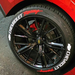 Permanent Chevrolet Racing Tire Lettering Stickers 1.25&quot; for 14&quot; to 22&quot; 8 pcs Kit
