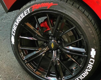 Permanent Chevrolet Racing Tire Lettering Stickers 1.25&quot; for 14&quot; to 22&quot; 8 pcs Kit