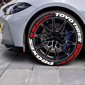 Adesivos permanentes para letras de pneus Toyo Tires Proxes, letras de 1,25" para pneus de 14" a 22", kit com 16 peças