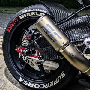 Kit de 8 pegatinas permanentes para neumáticos de motocicleta Diablo Supercorsa, letras de 0,75" (1,9 mm)