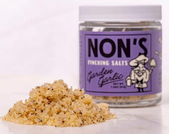 Garden Garlic - this is a very special blend of Roasted and Fresh Garlic, black pepper and combined with kosher salt Wonderful on everything