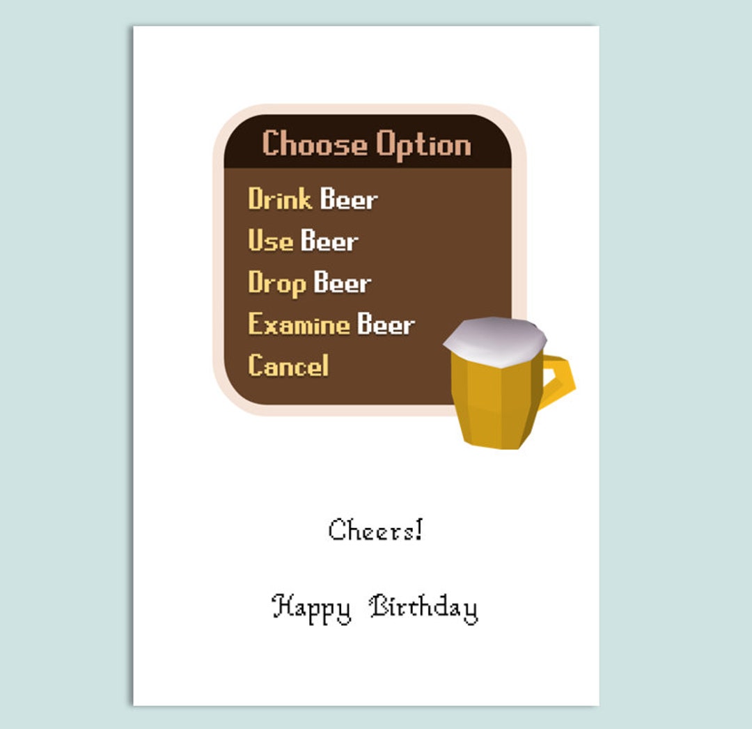 OSRS Runescape Beer Downloadable Birthday Card Etsy