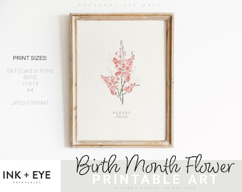Watercolor Gladiolus Print: August Birth Flower Art (Digital Download)