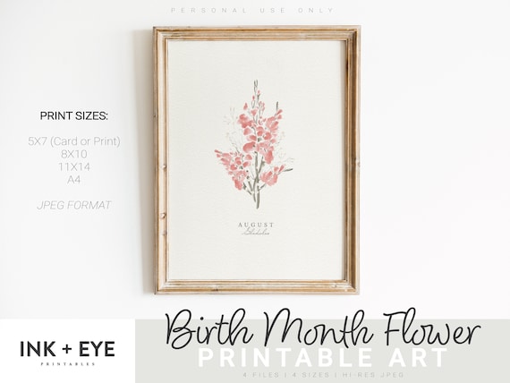 Watercolor Gladiolus Print: August Birth Flower Art (Digital Download)