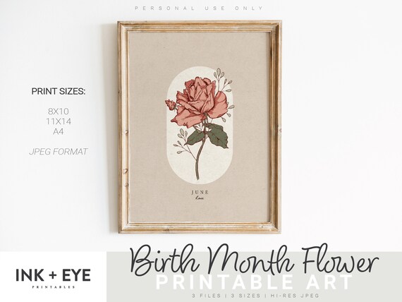 June Birth Flower Rose Print: Vintage Apothecary Art (Digital Download)