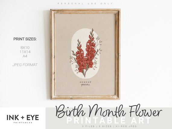 August Birth Flower Print: Vintage Gladiolus Art (Digital Download)