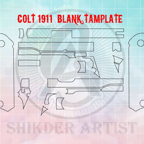 Colt 1911 Gun Blank Template Ai 8, Svg, Dxf, Png, Pdf, laser cut file.
