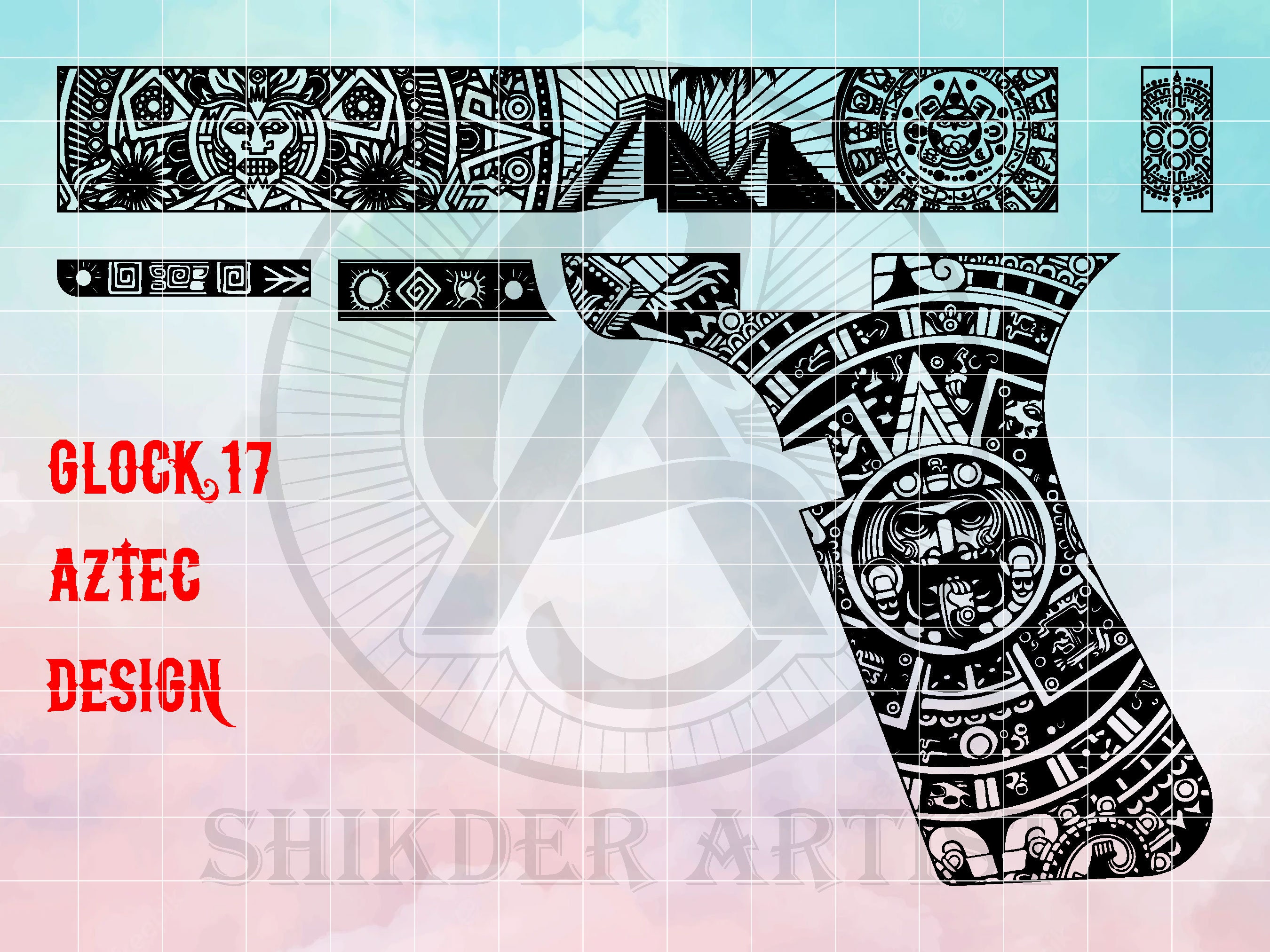 Glock 17 Aztec Design for Laser Files Ai 8 Svg Dxf Png Etsy