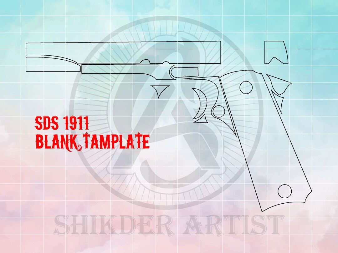SDS 1911 Gun Blank Template Ai 8, Svg, Dxf, Png, Pdf, Laser Cut Design ...