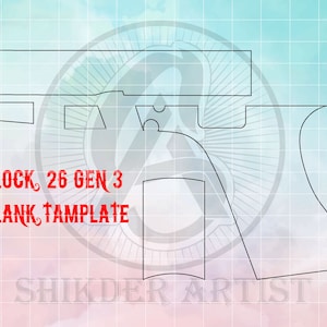 Glock 26 gen 3 Gun Blank Template Ai 8, Svg, Dxf, Png, Pdf, laser cut design