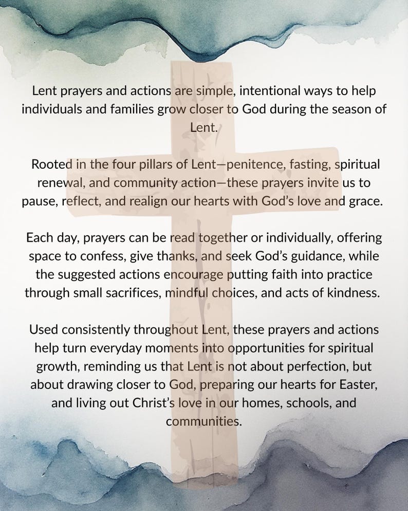 Daily Lent Prayers and Actions for the Whole Family - Etsy