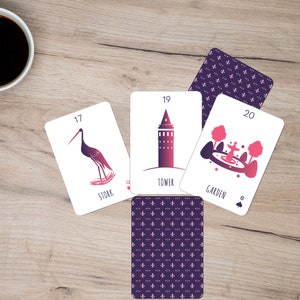 Projektant Proste karty Lenormand Mini Divination dla Grand Tableau Wydrukuj talię Cyfrowa sztuka Karty Tarota Minimalne Czyste Natychmiastowe Pobieranie