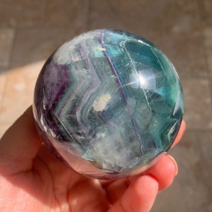 High Quality Rainbow Fluorite Sphere, Purple Fluorite Sphere, Green Fluorite Sphere, Natural Fluorite Sphere with Layers, Polished Fluorite