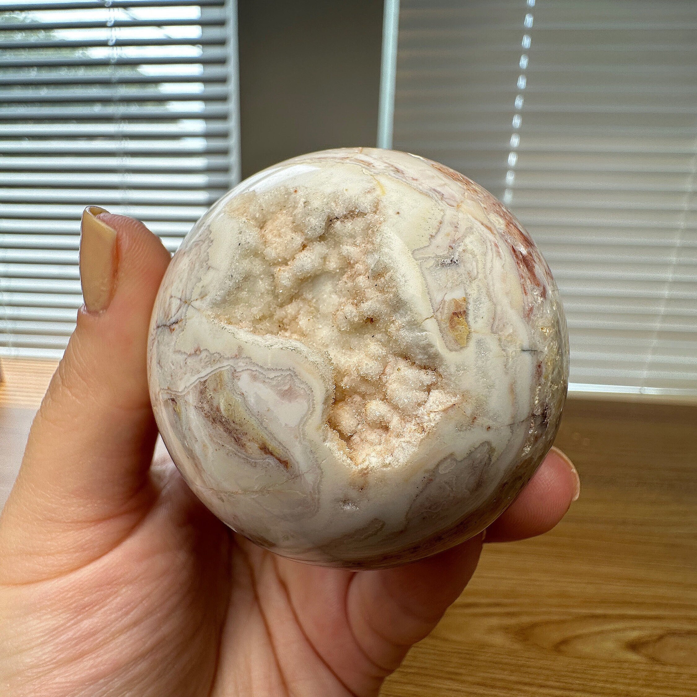 バブル ドゥルージー ピンク アゲート スフィア、天然ピンク アゲート