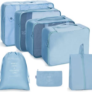 7pcs Bag Set Lemon Print Travel Storage Bag Clothes Storage Bag,Travel  Organizer Set,Packing Cube Set With Shoe Toiletry and Laundry Bags School