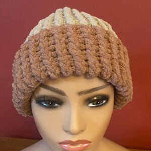 GRAND OPENING SALE. Handmade knitted super soft and trendy, warm winter hat, gift, beanie, brown and tan