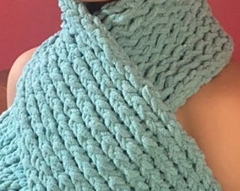 GRAND OPENING SALE. Handmade chunky knitted super soft and trendy, warm winter scarf,  gift, teal
