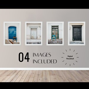 4 Greek Doors Art Prints - Crete Greece Digital Print Download - Digital Art - Home Decor - Wall Art - Photography