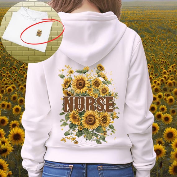 Nurse Cottagecore Sunflower Hoodie, Soft Girl Aesthetic Sweatshirt