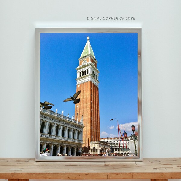 Piazza San Marco Venice Digital Printable picture, Digital Wall Art, Italian Art, Italy picture, Colorful Venice download, San Marco Square