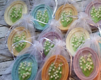 Wedding shower favors soap / Bridal shower soap / Guest gifts / Handcrafted soap favors / Lily of the Valley soap / Guest Gifts