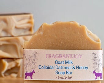 Handmade Goat Milk Soap Bar: Lavender, Oatmeal & Honey