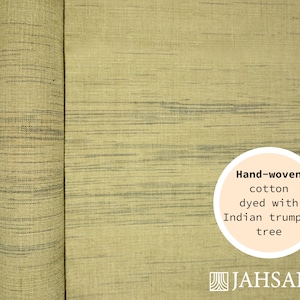 Light green dashed hand-woven cotton fabric dyed with Indian trumpet, perfect for crafting, Air 2, JAHSANG Awareness Trade