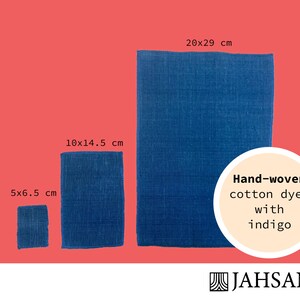 Blue hand-woven cotton fabric dyed with indigo leaves, perfect for crafting, sky, JAHSANG Awareness Trade image 2