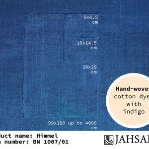 Blue hand-woven cotton fabric dyed with indigo leaves, perfect for crafting, sky, JAHSANG Awareness Trade image 4