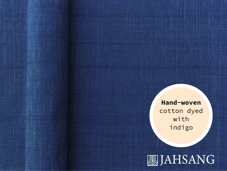 Blue hand-woven cotton fabric dyed with indigo leaves, perfect for crafting, sky, JAHSANG Awareness Trade image 1