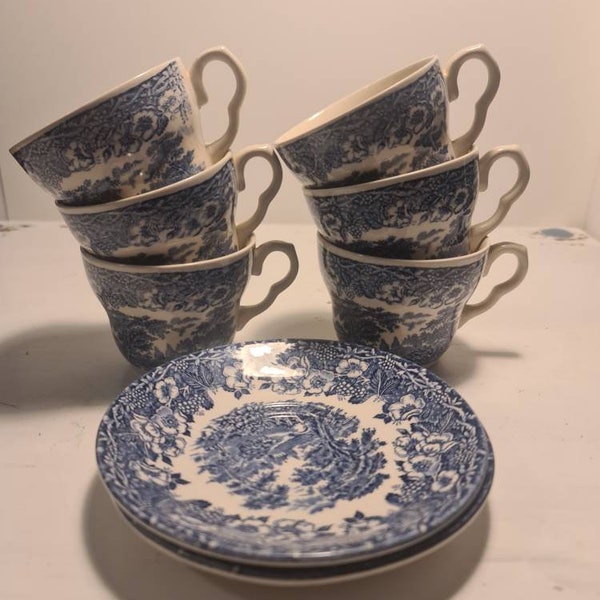 Vajilla inglesa Ironstone Kingswood Tea 6 TEACUP & 2 PLATE BLUE