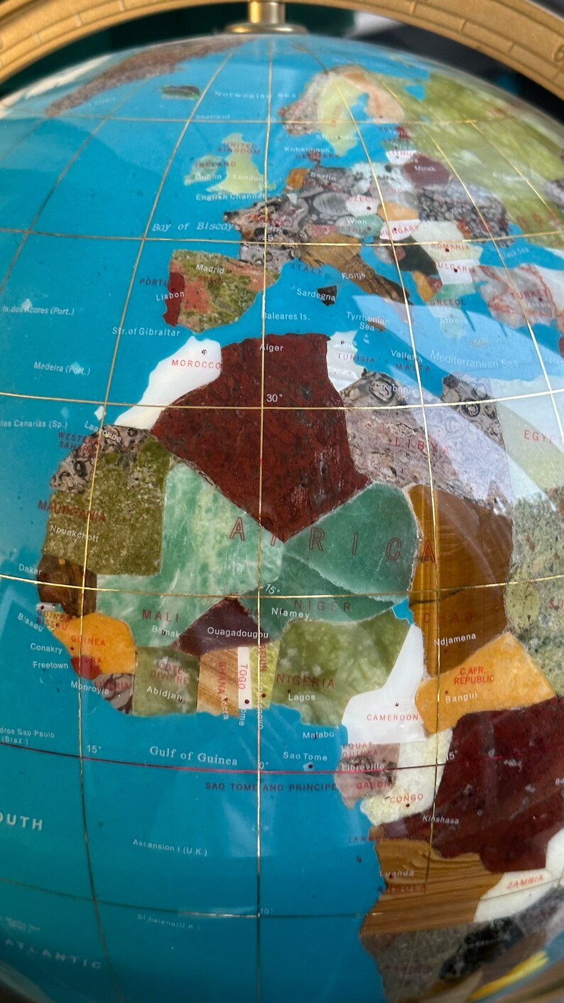 Vintage large world globe with compass etsy