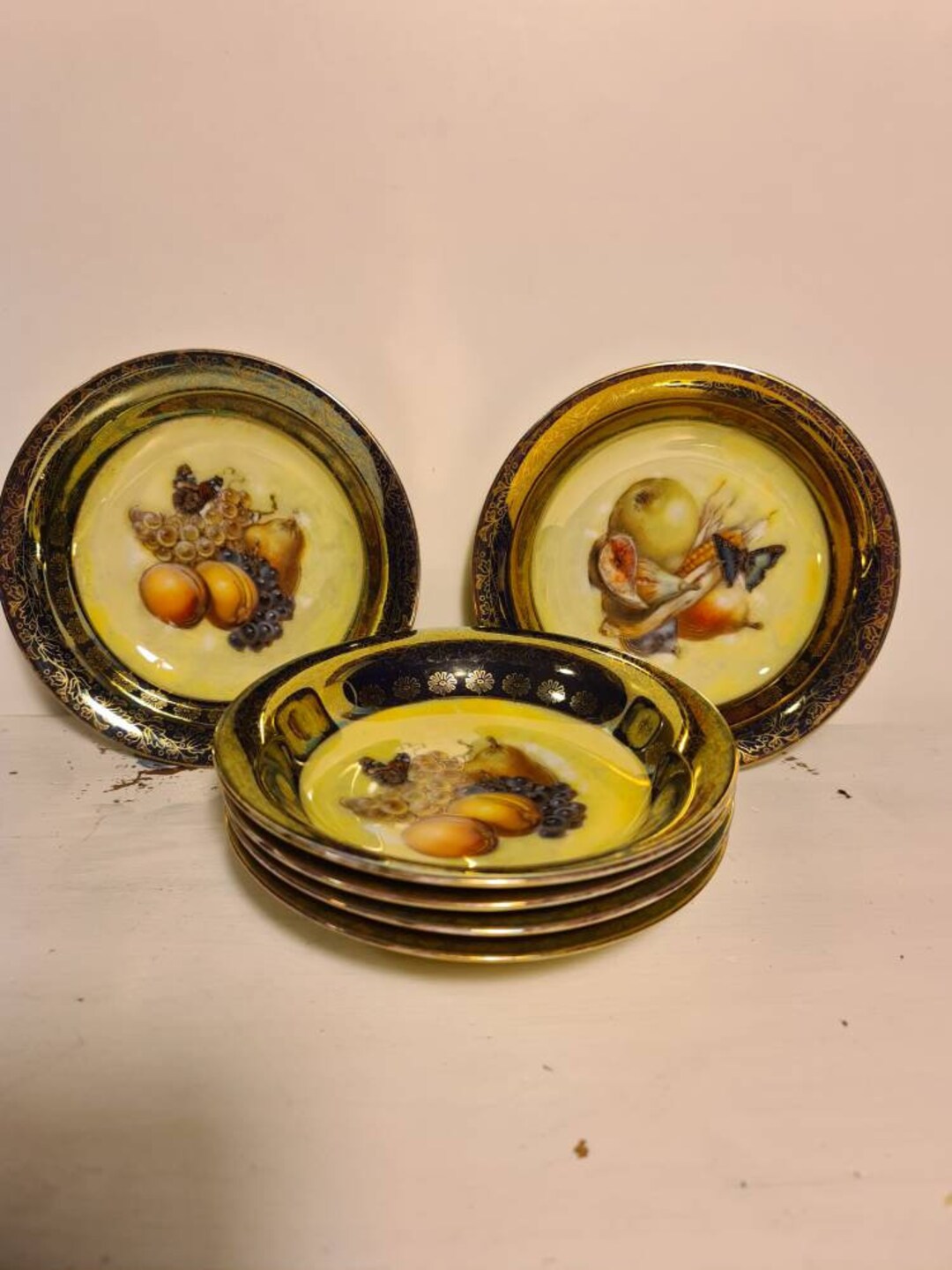 Vintage Rosenthal SELB Bavaria Fruit Plates With Gold 1930s Etsy