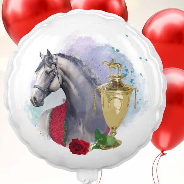 Kentucky Derby Party Supplies,  Kentucky Derby Balloon, Horse and Rose Garland Party Balloon Round 11"