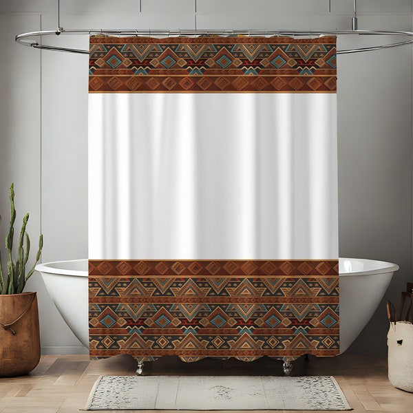Vibrant Southwestern Shower Curtain - Polyester Fabric - 71 x 74 - Easy to Clean - Southwestern Style Shower Curtain