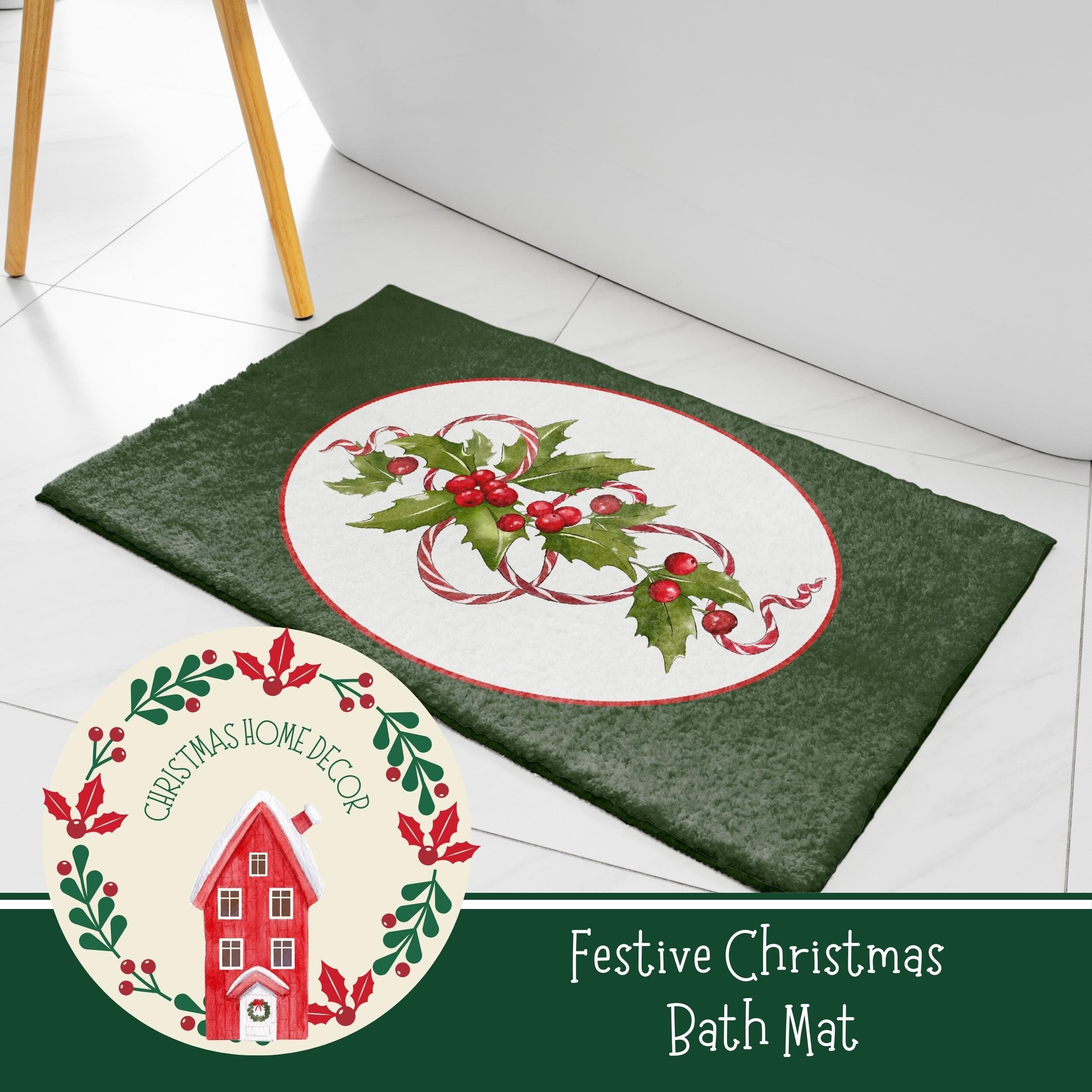 Christmas House Doormat, Soft Christmas Bath Mat, Absorbent