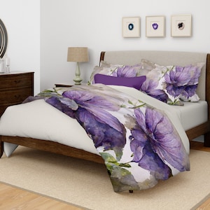 The Laura Collection Purple Floral Microfiber Duvet Cover